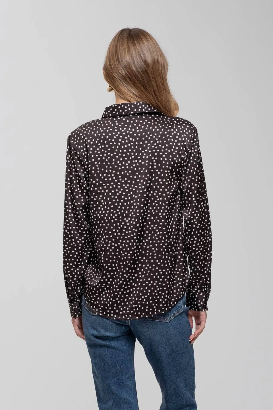 POLKA DOT COLLARED  SHIRT BLACK