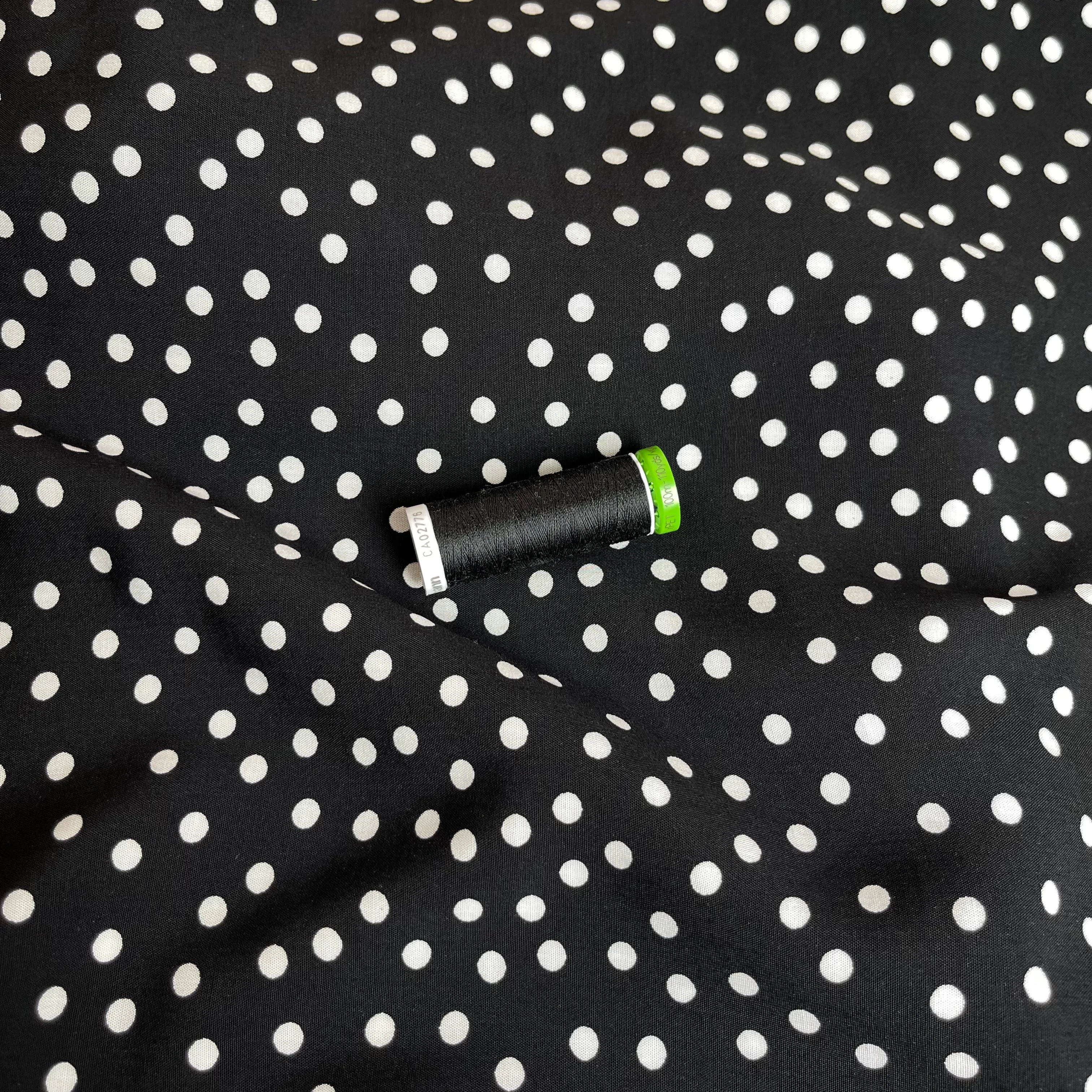Polka Dot in Black Viscose Fabric