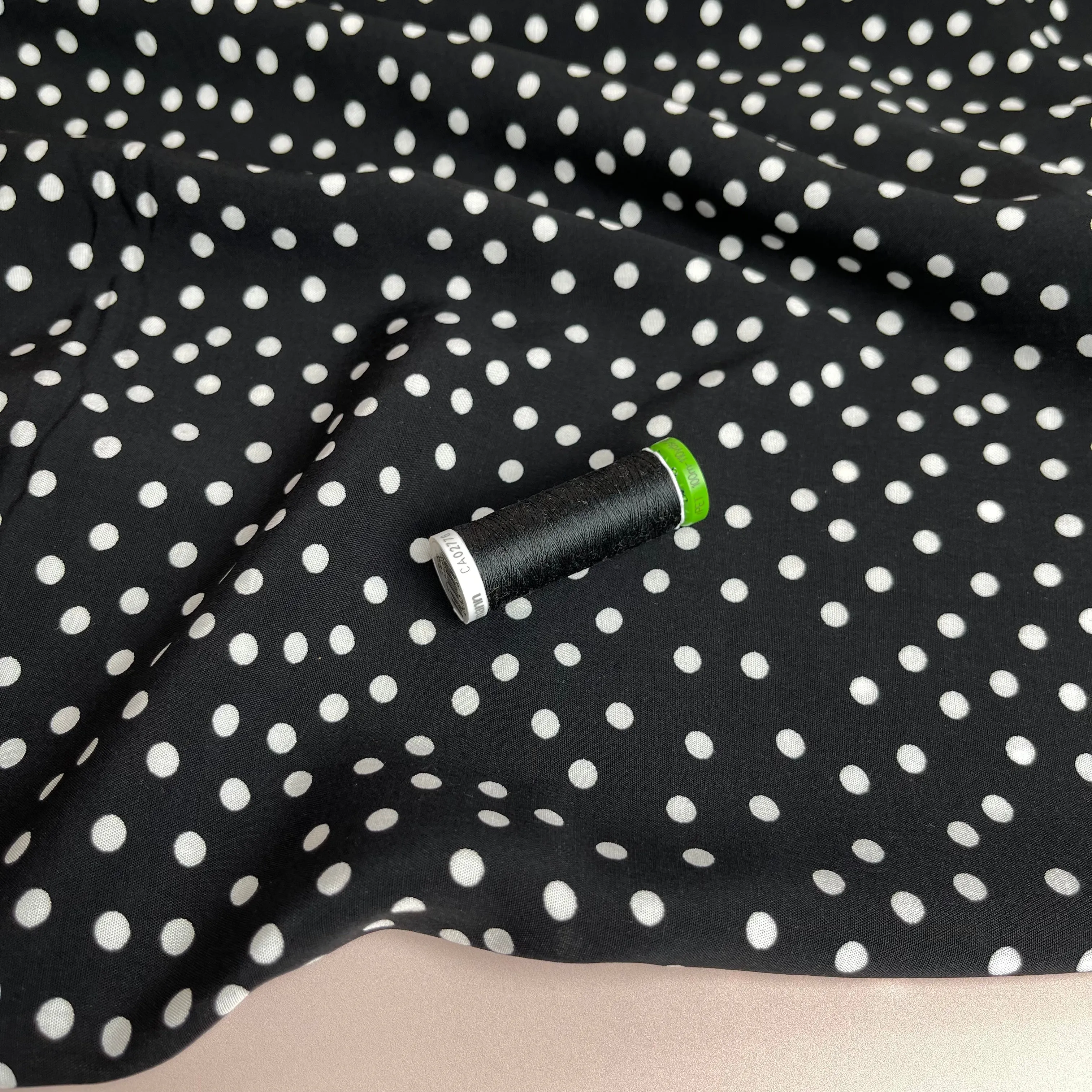 Polka Dot in Black Viscose Fabric