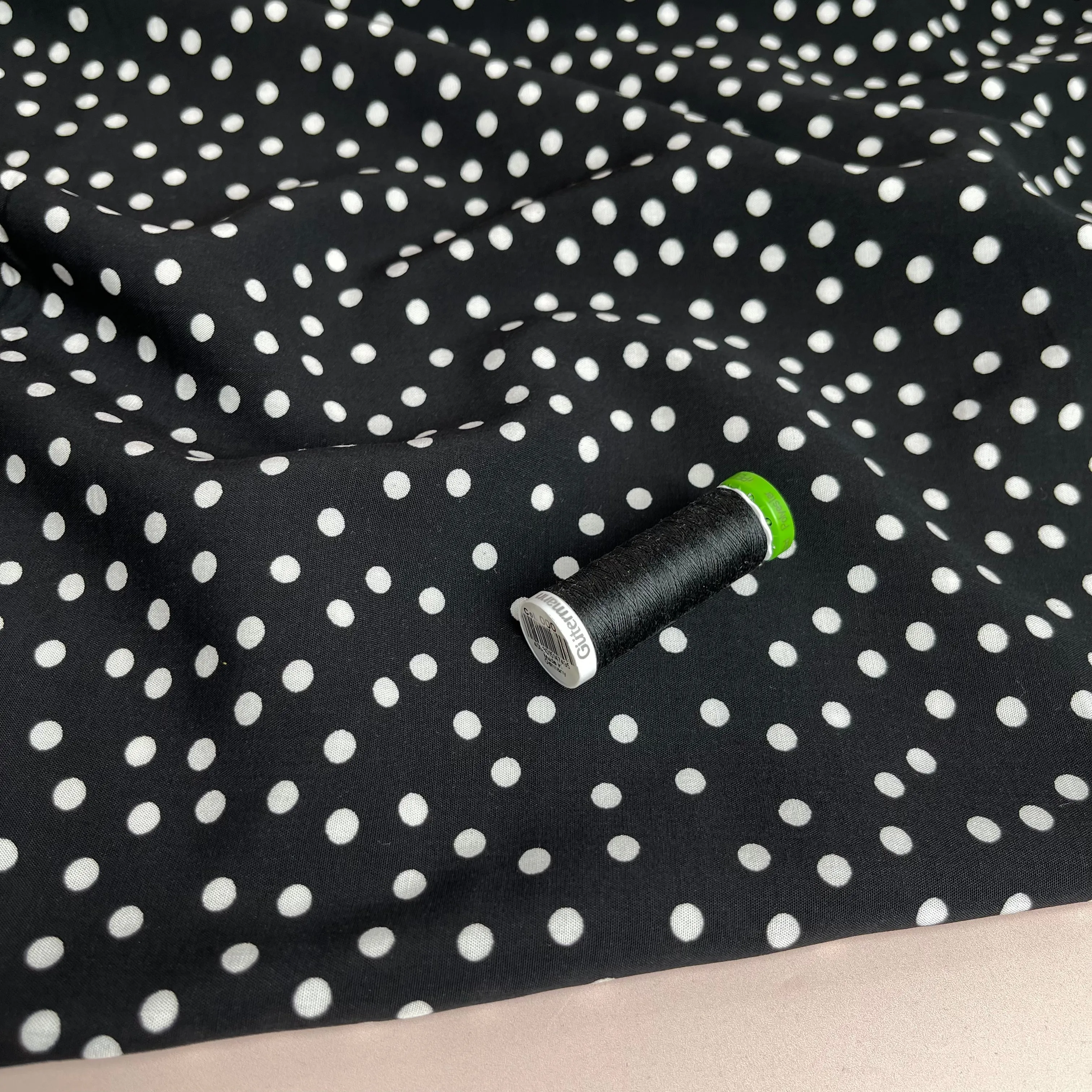 Polka Dot in Black Viscose Fabric