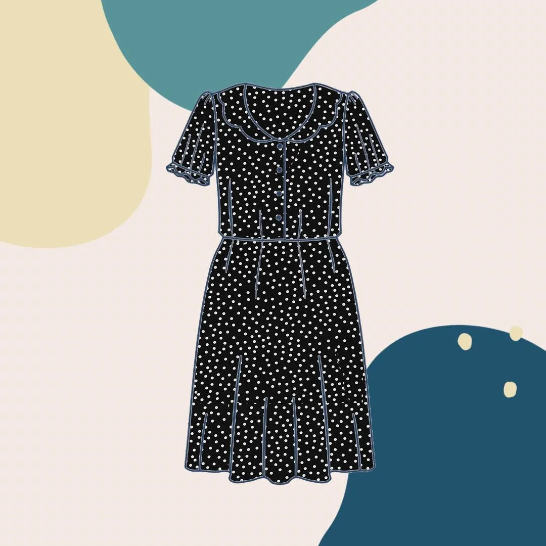 Polka Dot in Black Viscose Fabric