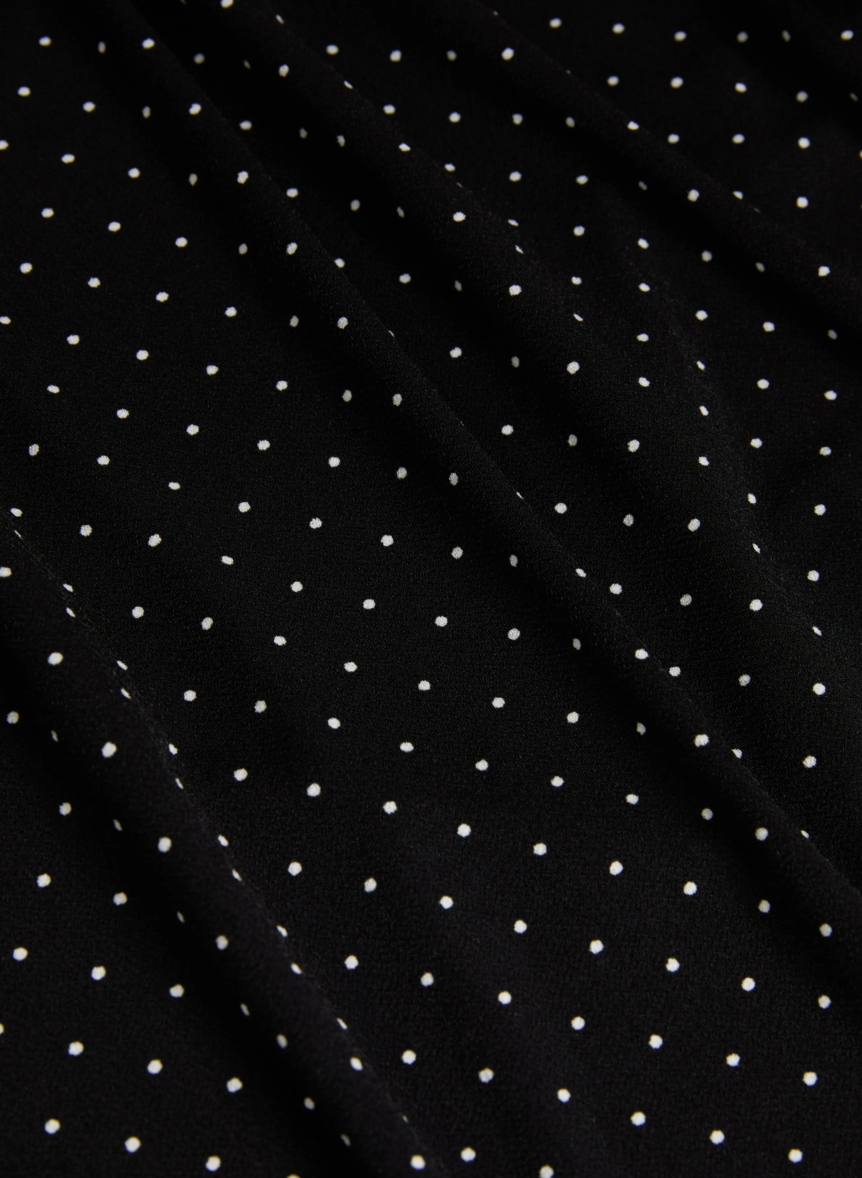 Polka Dot Pleated Mock Neck Top