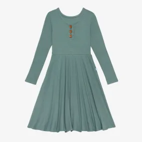 Posh Peanut Arctic Waffle L/S Henley Twirl Dress
