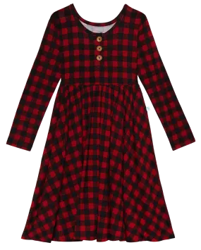 Posh Peanut Grayson L/S Henley Twirl Dress