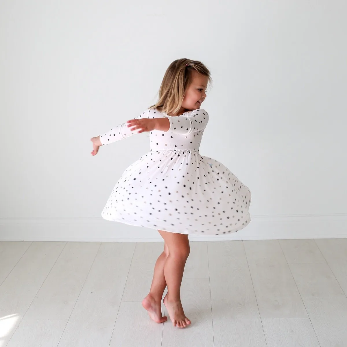 Posh Peanut Jamie Polka Dot L/S Twirl Dress