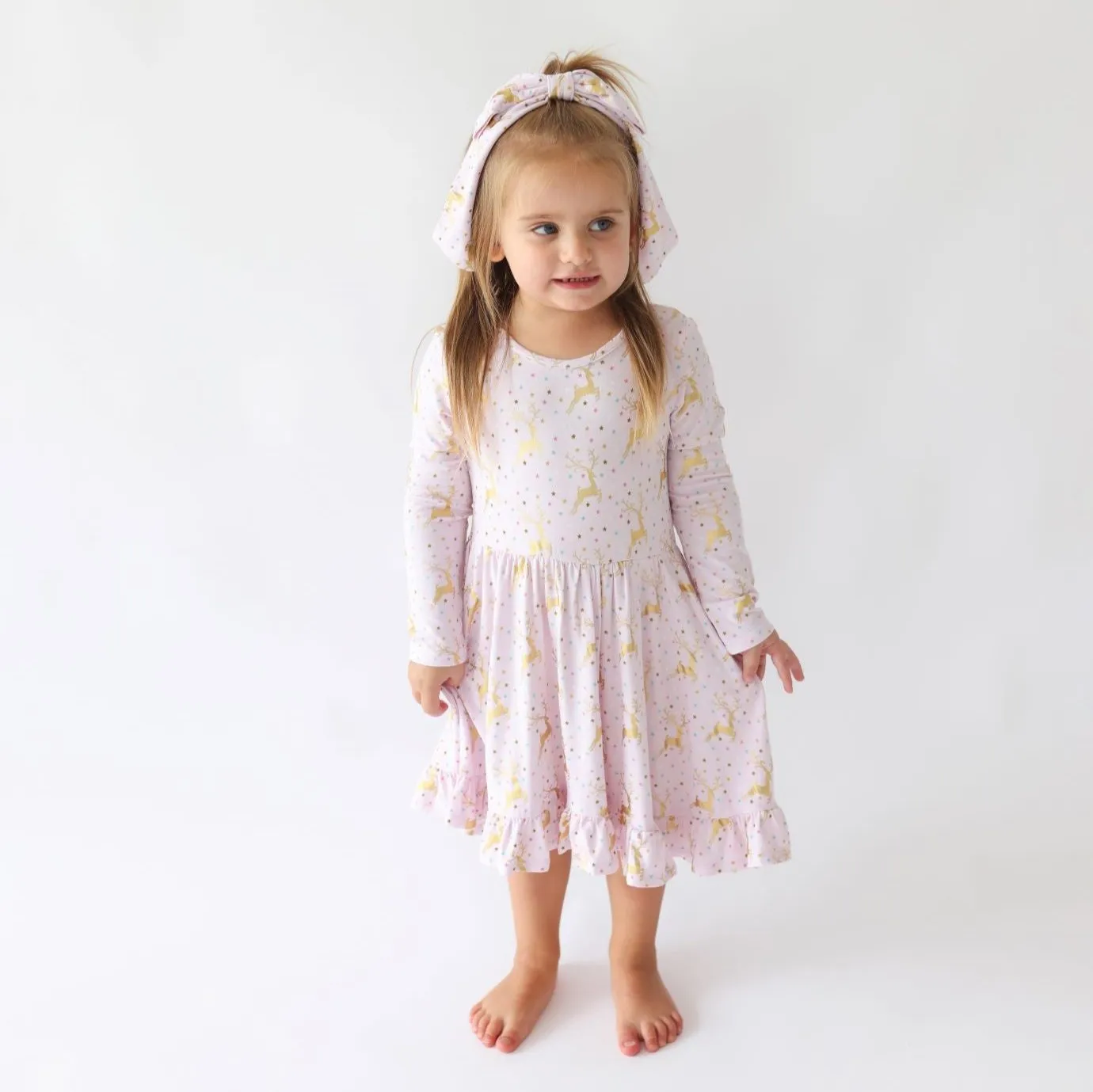 Posh Peanut Ryleigh Long Sleeve Ruffled Twirl Dress
