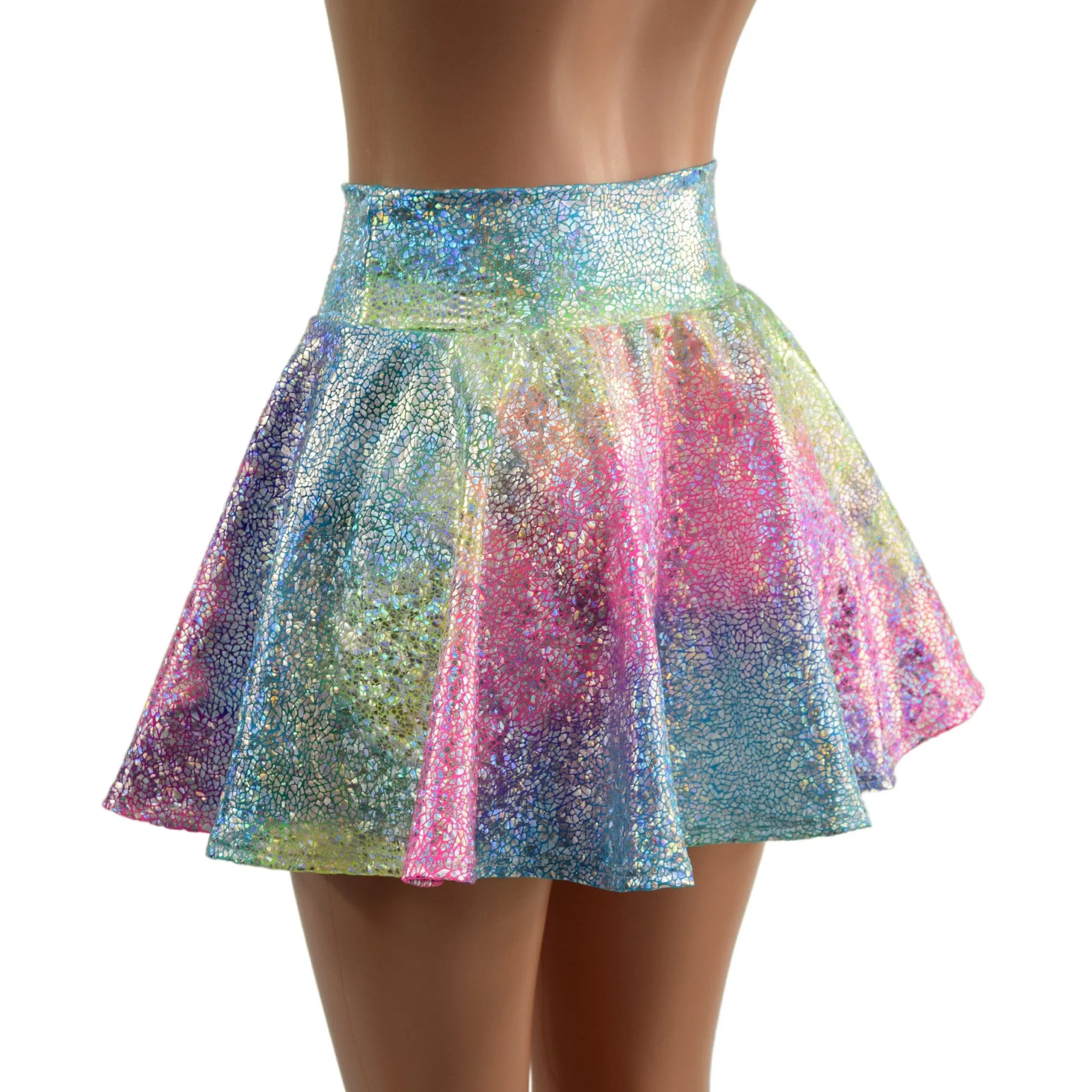 Rainbow Shattered Glass Rave Skirt