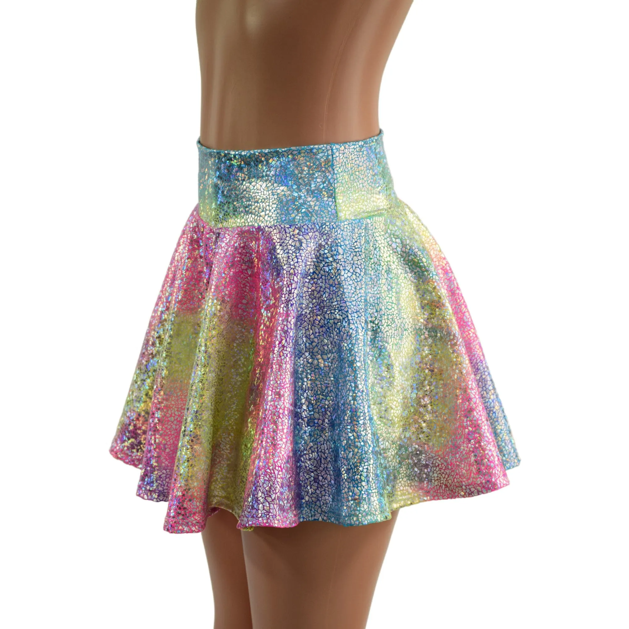 Rainbow Shattered Glass Rave Skirt