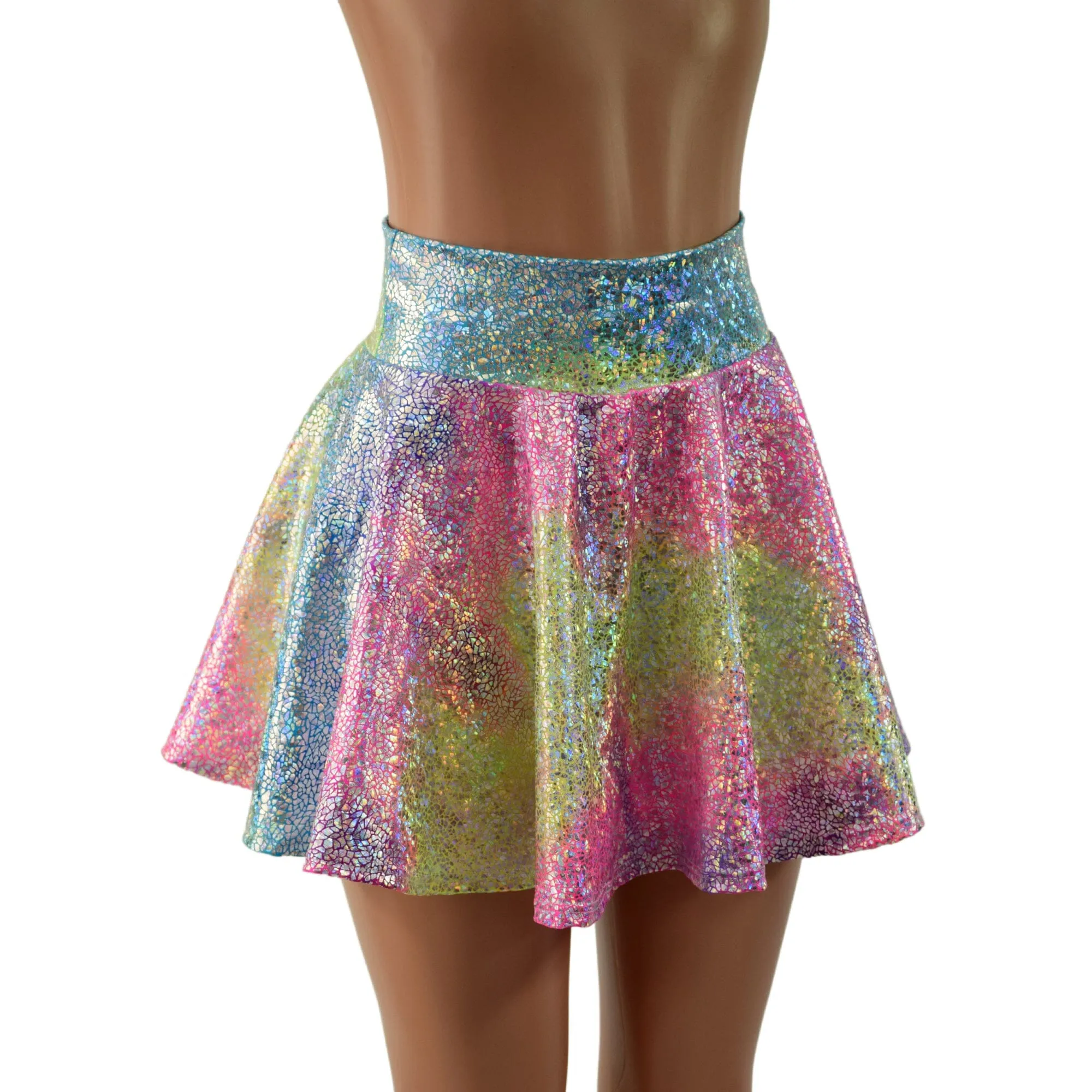 Rainbow Shattered Glass Rave Skirt