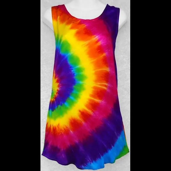 Rainbow Spiral Tie-Dye Shred Top