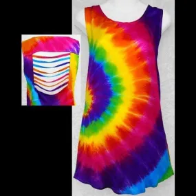Rainbow Spiral Tie-Dye Shred Top