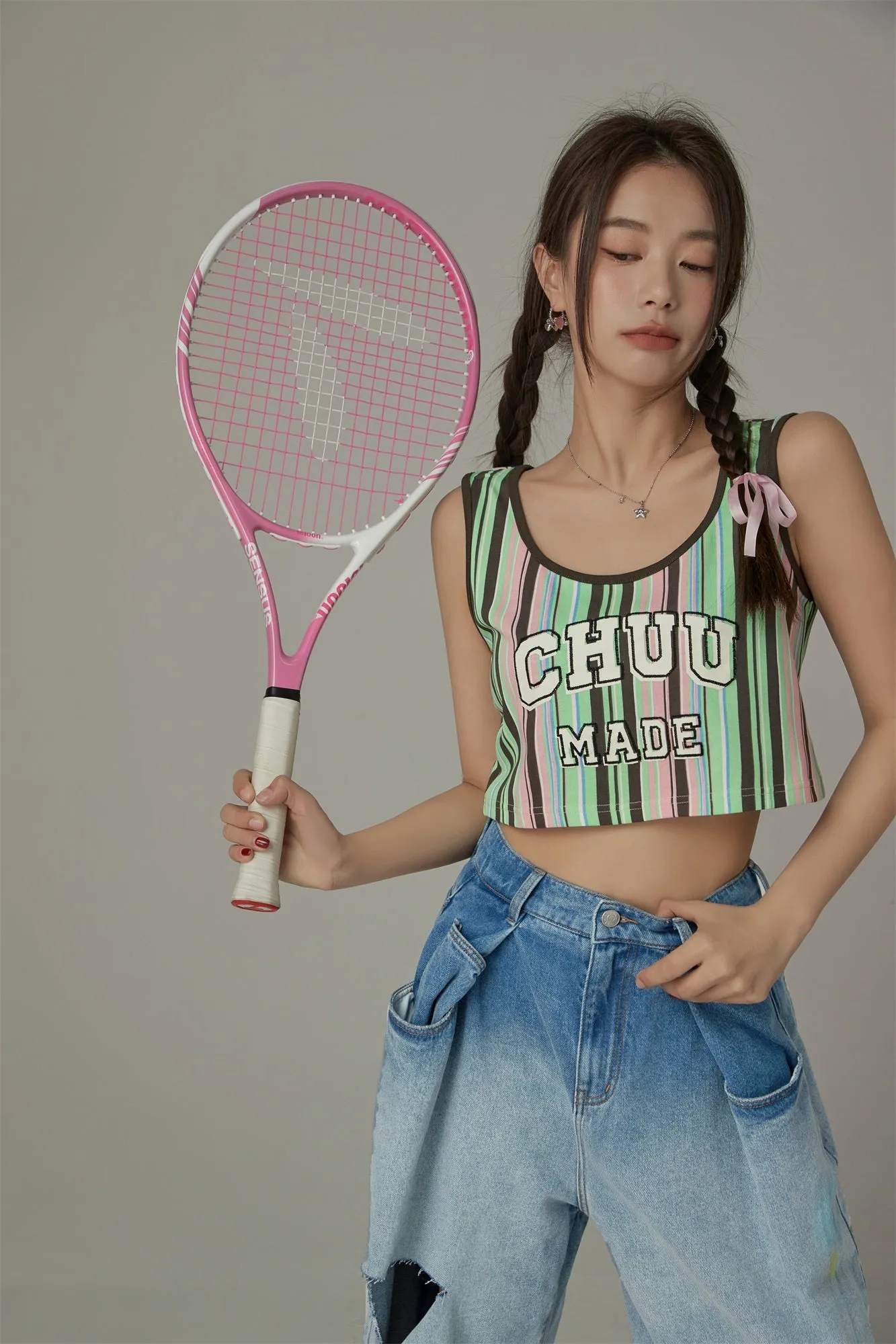 Rainbow Stripes Contrast Sleeveless Top