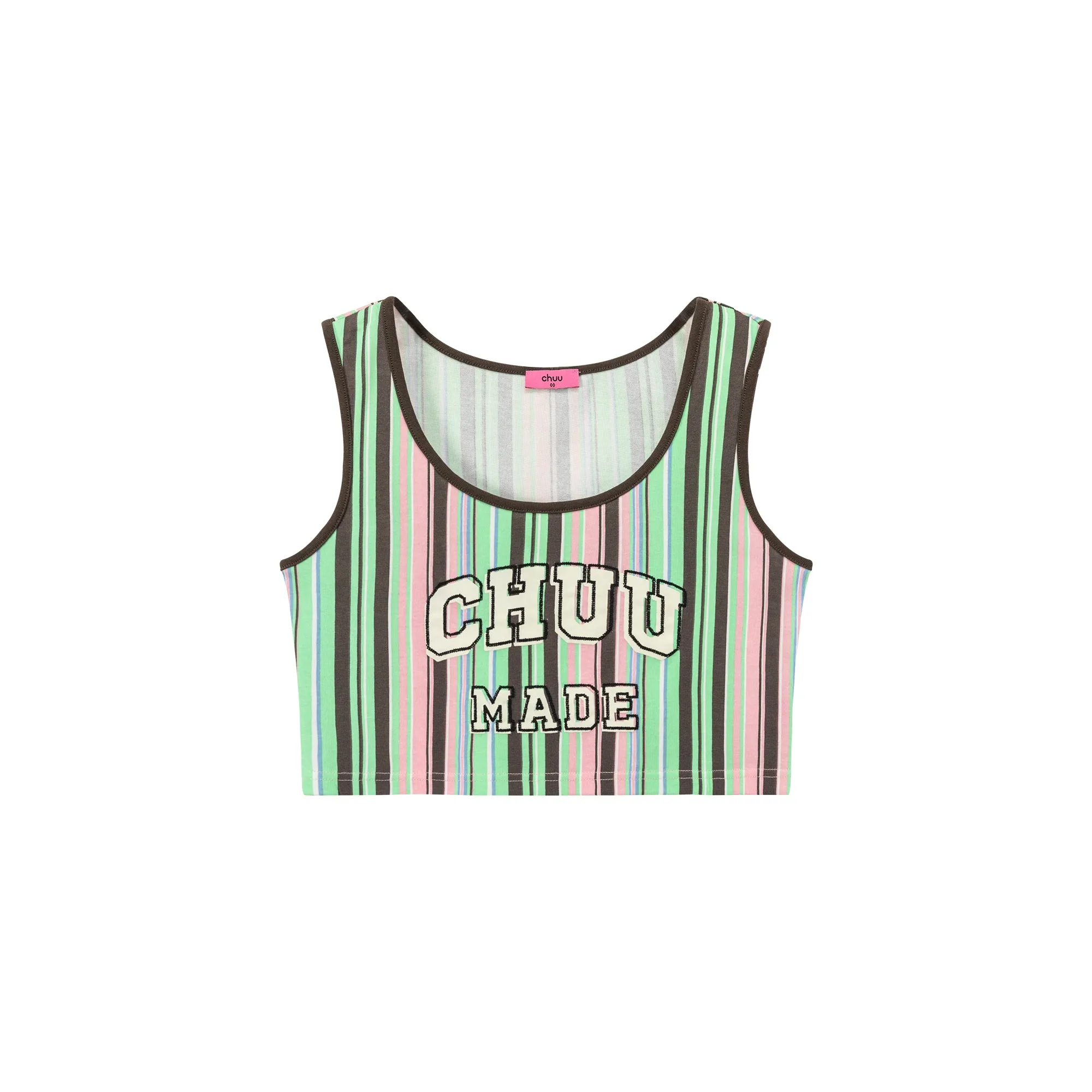 Rainbow Stripes Contrast Sleeveless Top