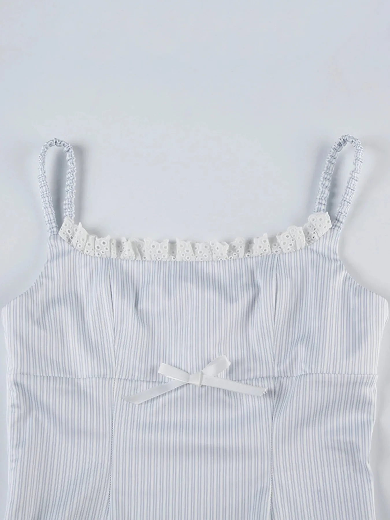 Süßer Soft-Girl Spitzenrand gestreifter Camisole-Top für lässige Style
