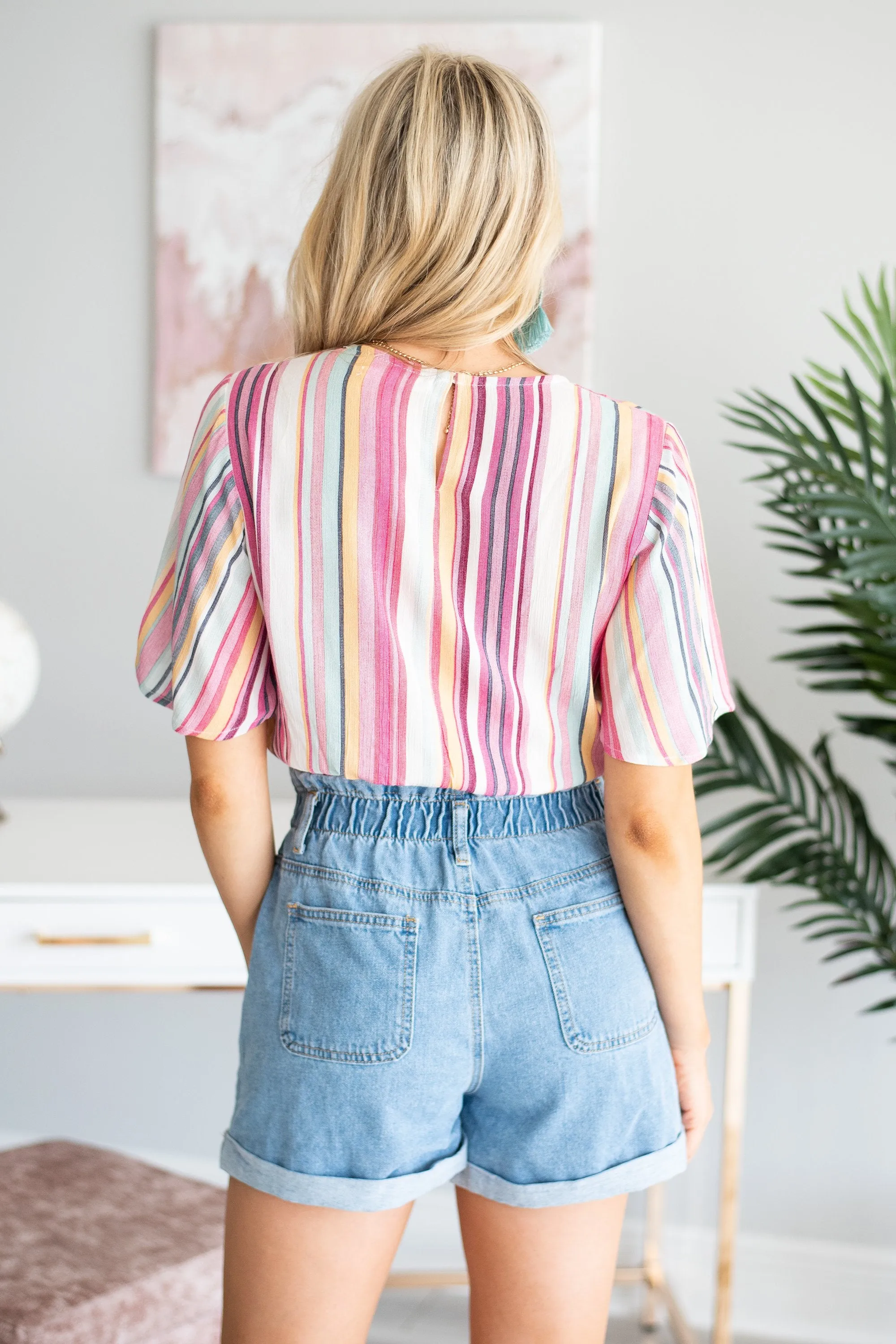 Shine So Bright Pink Striped Top