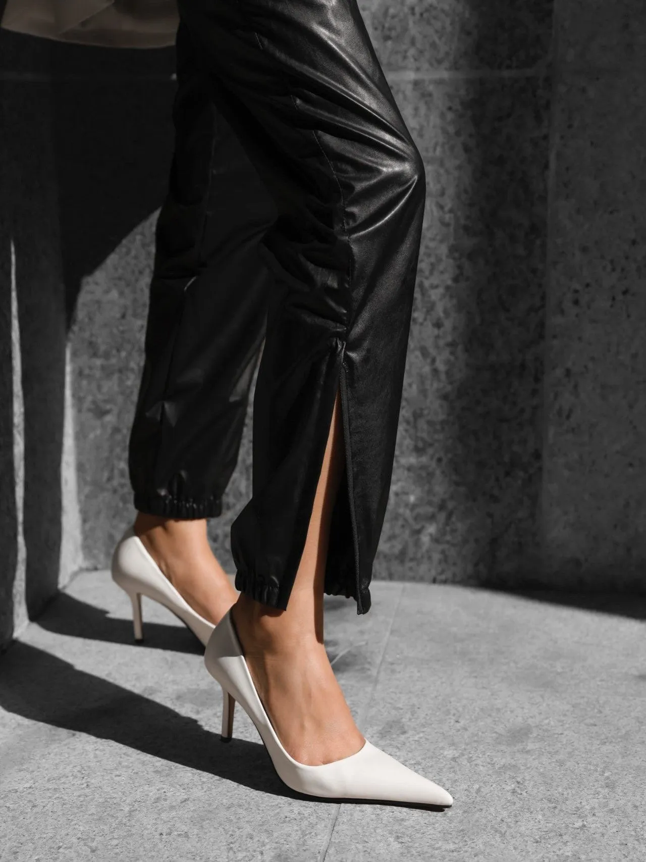 SOFT VEGAN LEATHER JOGGER PANTS