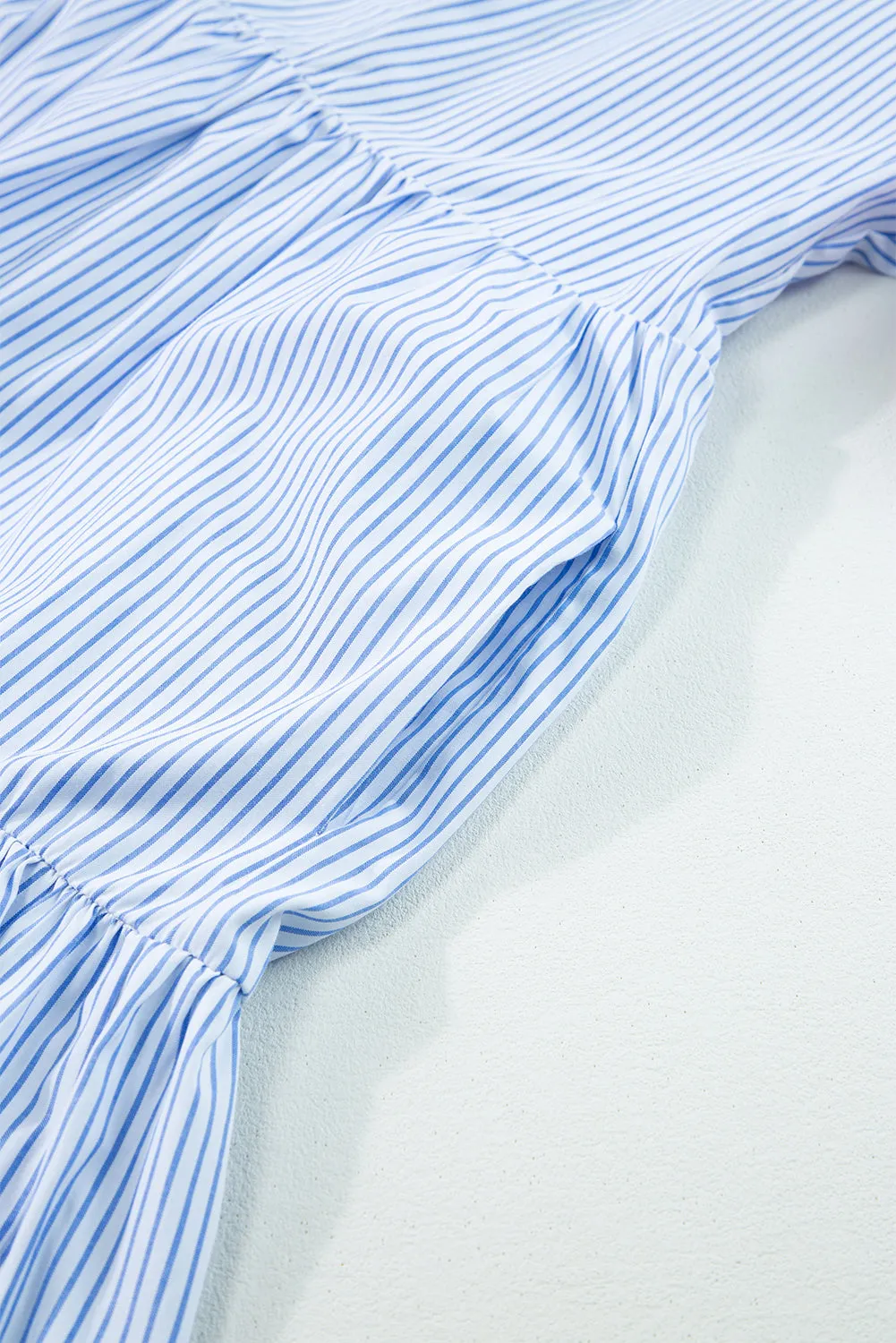 Stripe Blue Multicolor Pink Floral Tier Dress