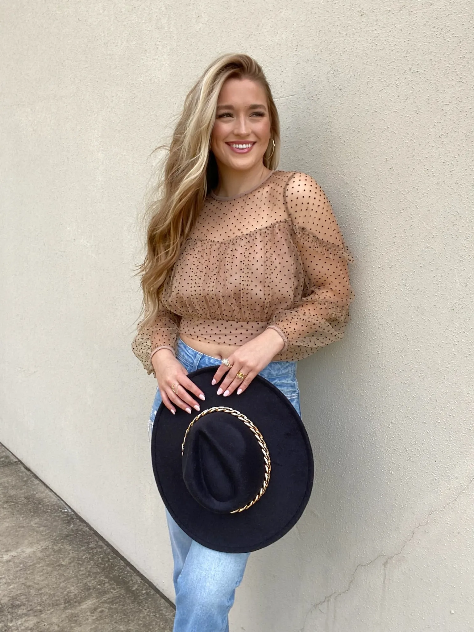 The 'Olivia' Polka Dot Mesh Top