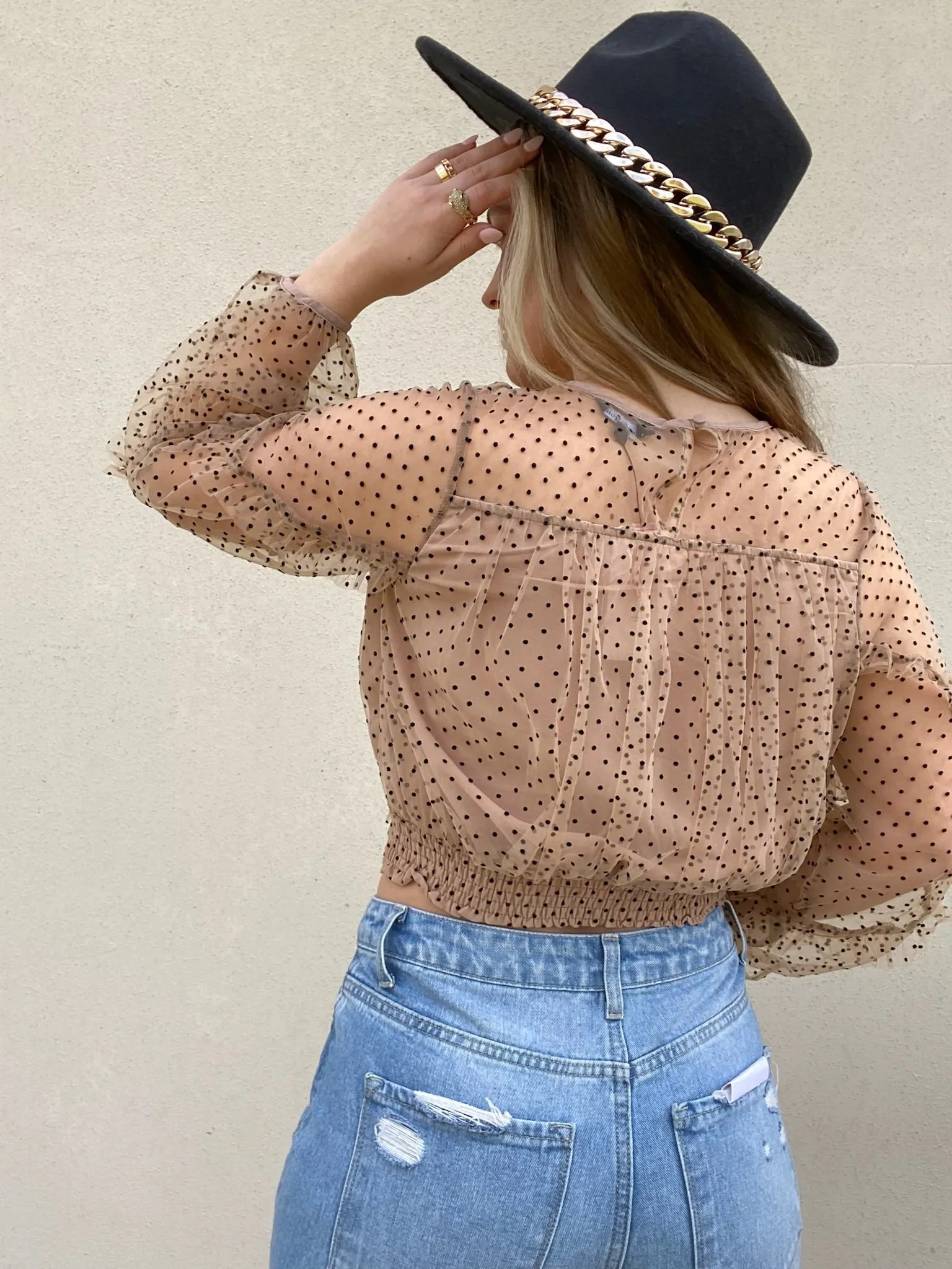 The 'Olivia' Polka Dot Mesh Top