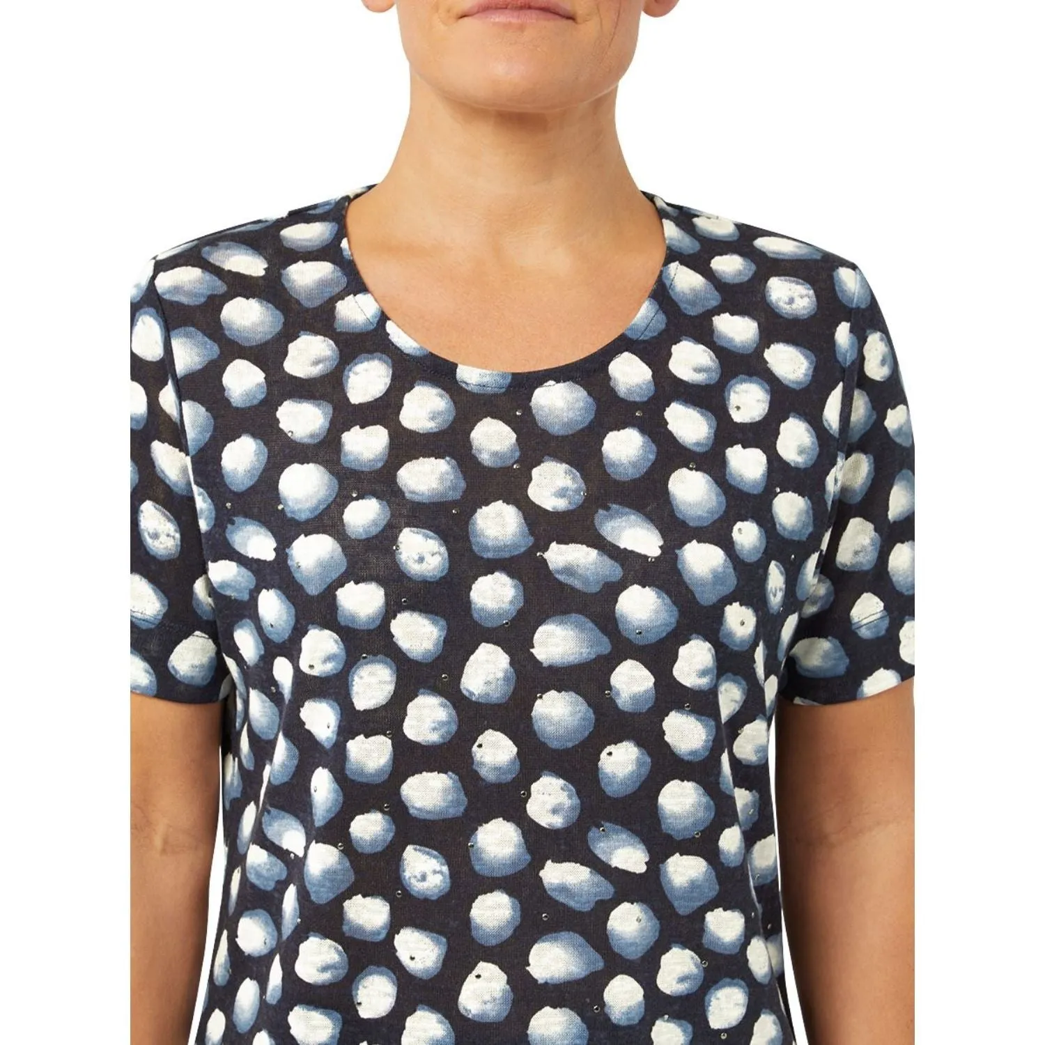 TIGI 10/12 Navy Polka Dot Top