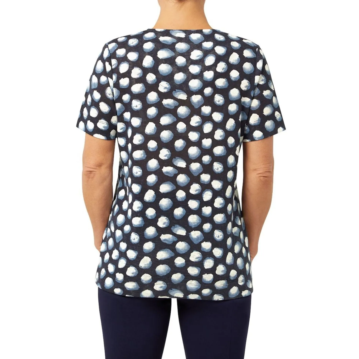 TIGI 10/12 Navy Polka Dot Top