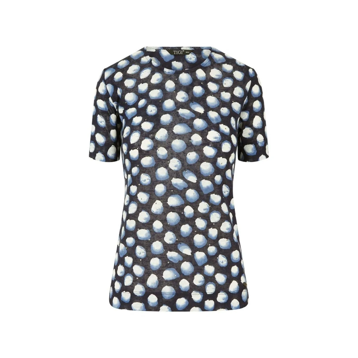 TIGI 10/12 Navy Polka Dot Top