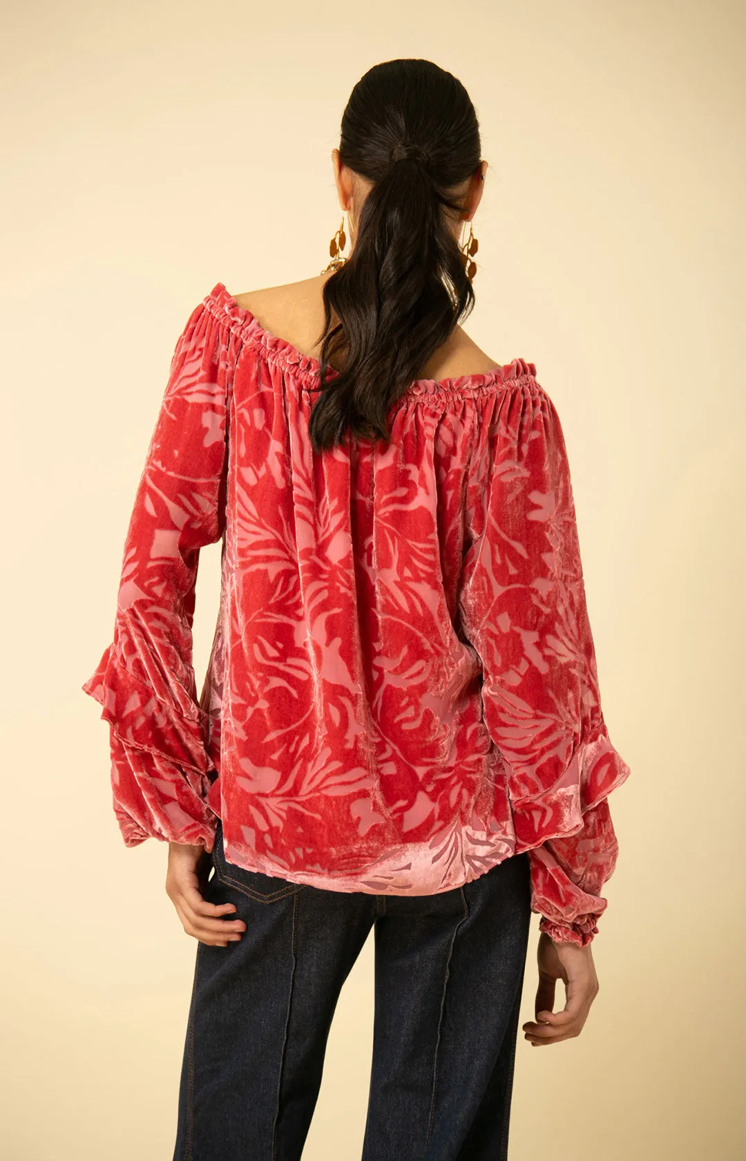 Violet Solid Velvet Burnout Top