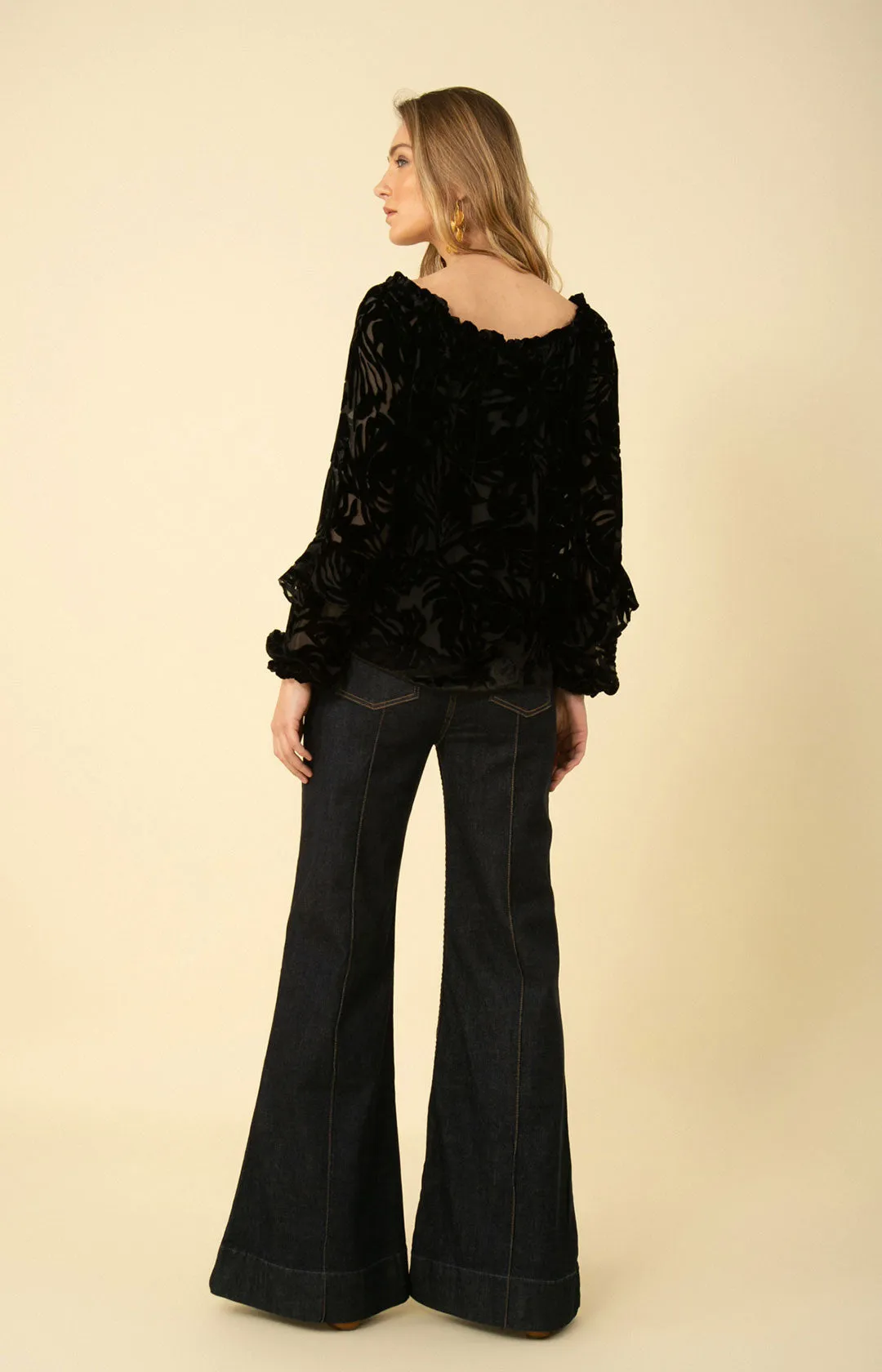 Violet Solid Velvet Burnout Top