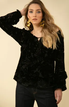 Violet Solid Velvet Burnout Top