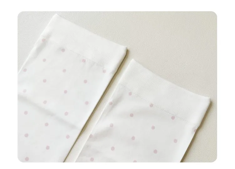White Polka-dot Spoon and Bow Pattern  Over Knee Stockings