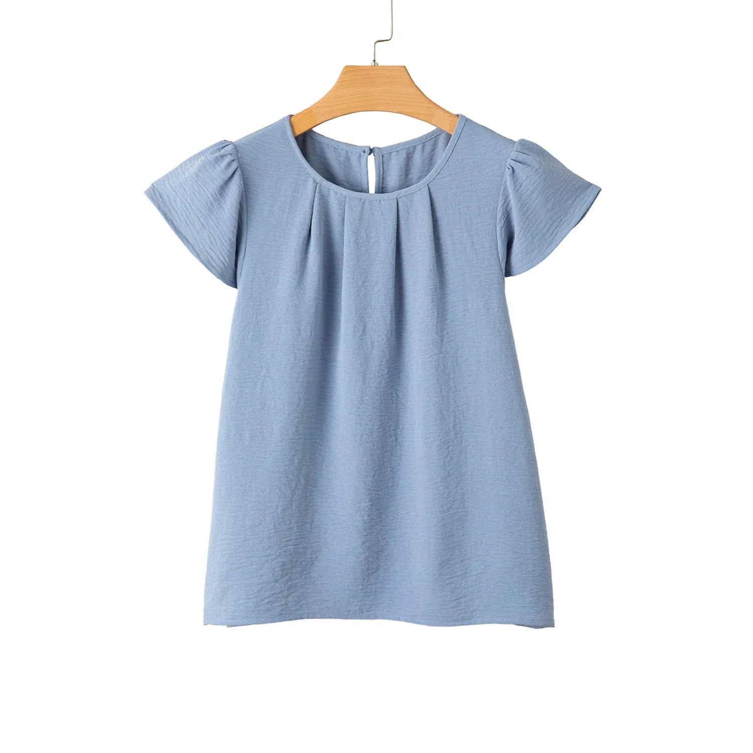 Women's Pleated Ruffle Sleeves Chiffon Blouses - Casual Summer Top