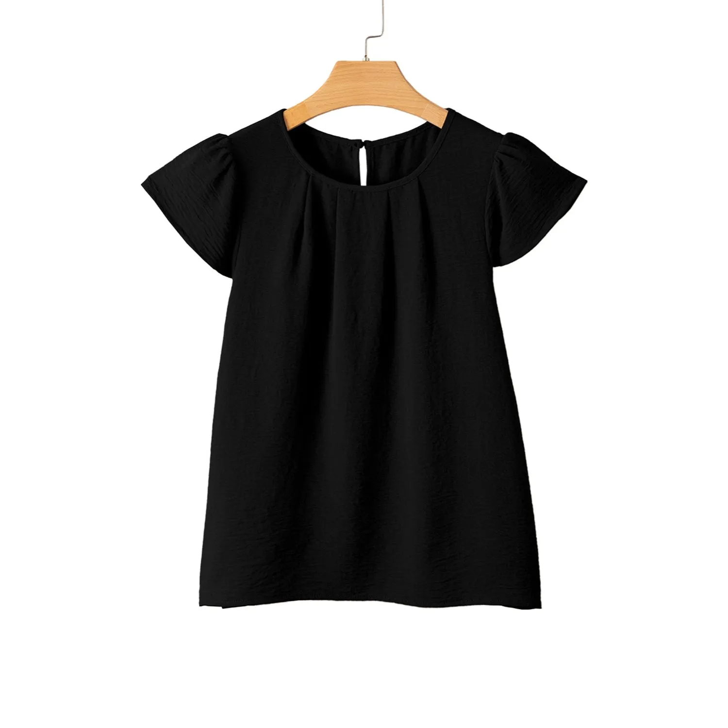 Women's Pleated Ruffle Sleeves Chiffon Blouses - Casual Summer Top