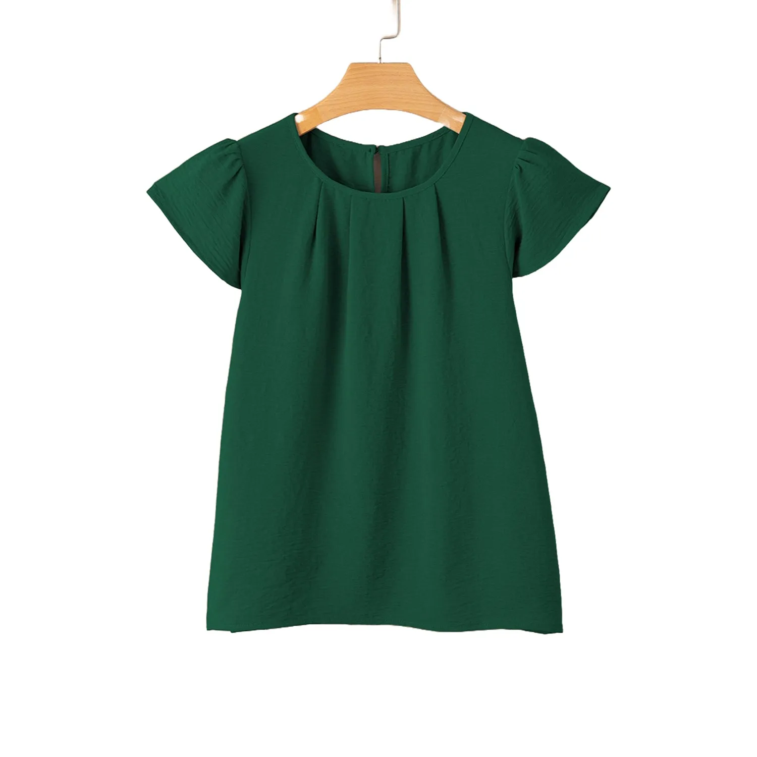Women's Pleated Ruffle Sleeves Chiffon Blouses - Casual Summer Top